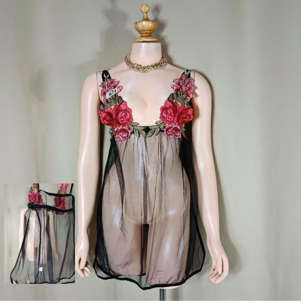 NEW| Mesh Rose Patch Nightie